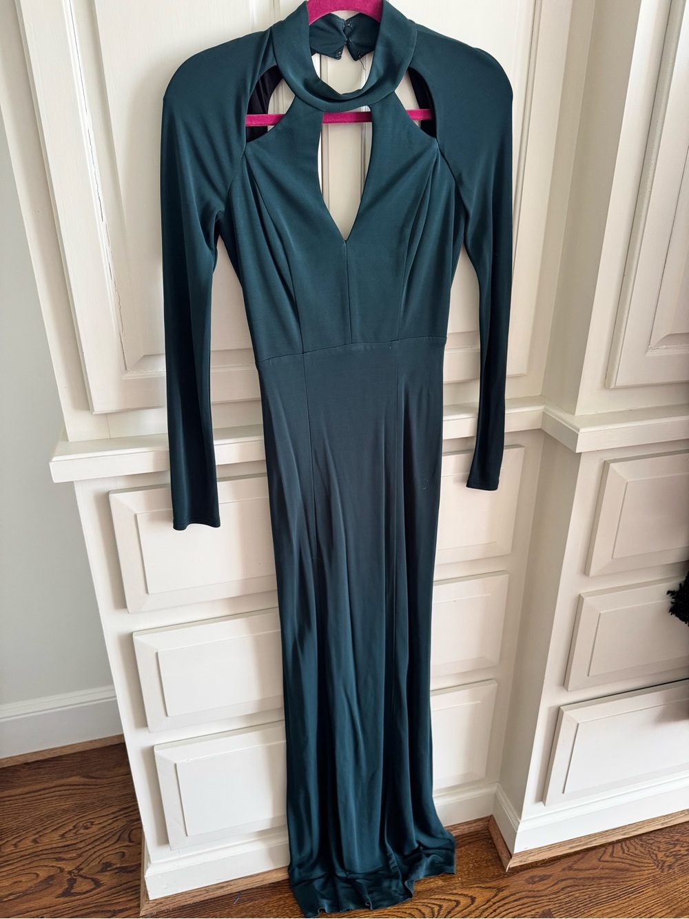 ABS Allen Schwartz Long-Sleeve Maxi Dress in Deep Teal